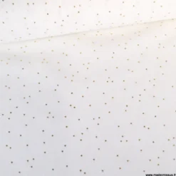Tissu demi natté de Noël Pimiz motif pois dorés fond Blanc - OEKO TEX