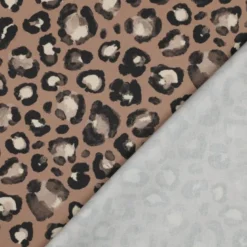 Tissu Demi-Natté motif léopard – Fond Camel