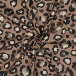 Tissu Demi-Natté motif léopard – Fond Camel