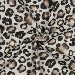 Tissu Demi-Natté motif léopard – Fondbeige clair