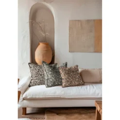 Tissu Demi-Natté motif léopard – Fondbeige clair