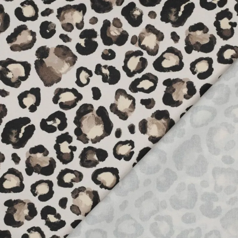 Tissu Demi-Natté motif léopard – Fondbeige clair
