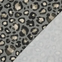 Tissu Demi-Natté motif léopard – Fond vert Sauge