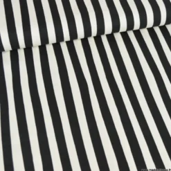 Tissu Demi-Natté Rayé – Noir & Blanc – Coton épais ameublement