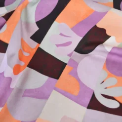 Tissu demi natté type bachette motif abstrait Lilas