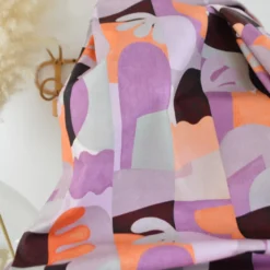 Tissu demi natté type bachette motif abstrait Lilas