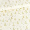 Tissu de Noël motif foret de sapins et étoiles or fond blanc cassé - OEKO TEX