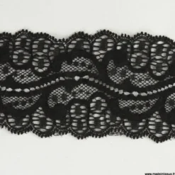Tissu dentelle galon lycra noir 7,5cm