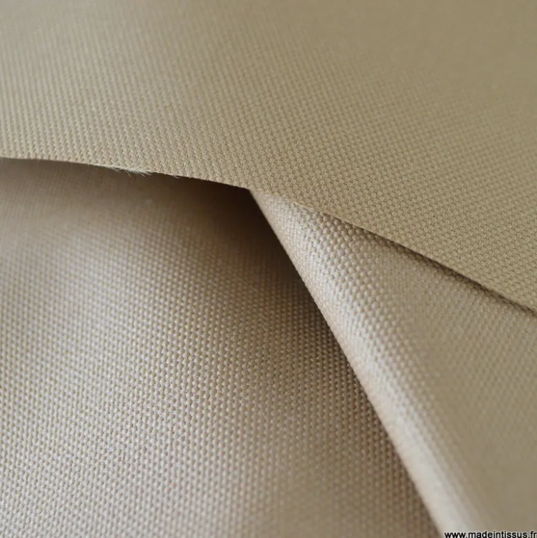 Tissu d'extérieur imperméable beige clair pour protection pluie et soleil