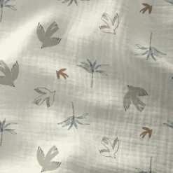 Tissu Double gaze Azula motif oiseaux et palmiers - OEKO TEX