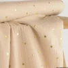 Tissu Double gaze beige motif coeurs dorés - OEKO TEX