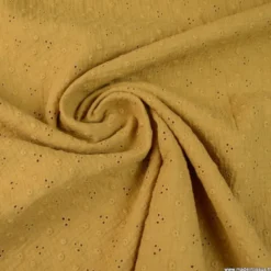 Tissu Double gaze brodée Adèle Camel