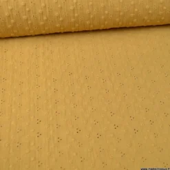 Tissu Double gaze brodée Adèle Camel
