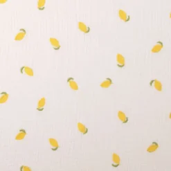Tissu Double gaze brodée citrons fond blanc - oeko tex