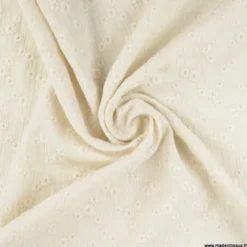 Tissu Double gaze brodée Esmée Ecru - oeko tex