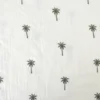 Tissu Double gaze brodée palmiers kaki fond écru - OEKO TEX