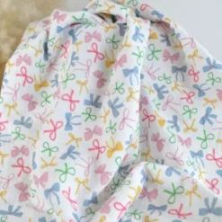 Tissu double gaze Celanie motif noeuds fond blanc