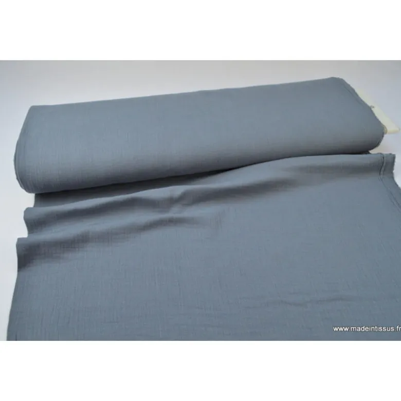 Tissu Double gaze coton Anthracite - OEKO TEX
