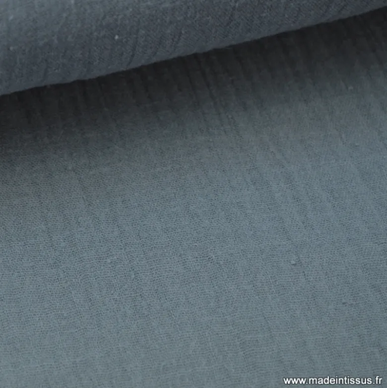 Tissu Double gaze coton Anthracite - OEKO TEX