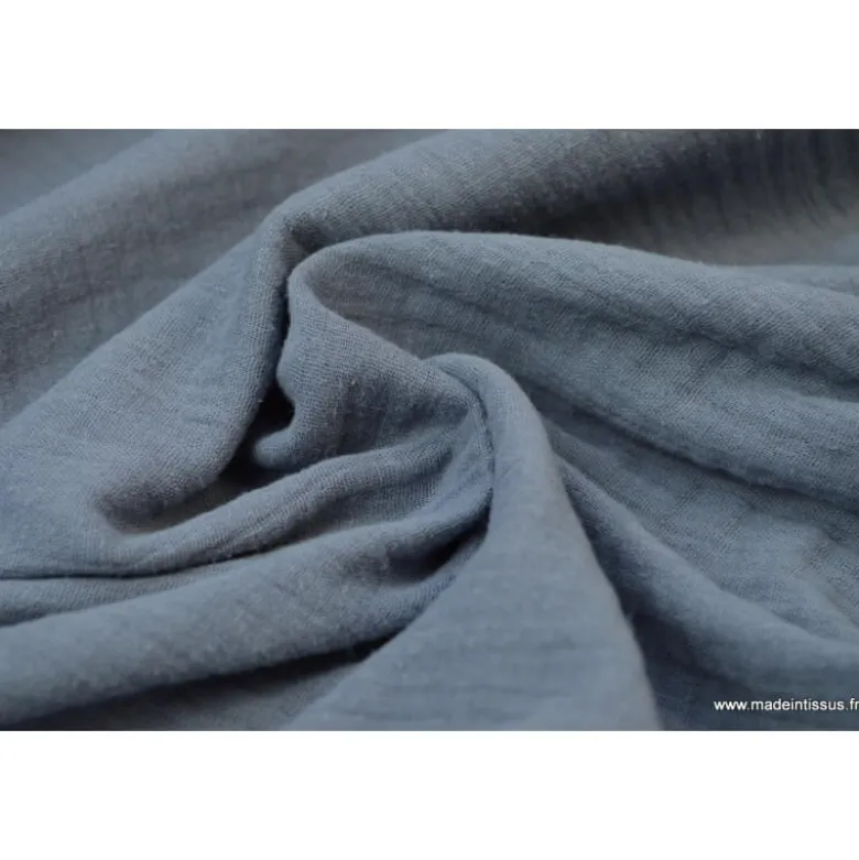 Tissu Double gaze coton Anthracite - OEKO TEX