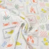 Tissu Double gaze coton Cagliari fond blanc - OEKO TEX