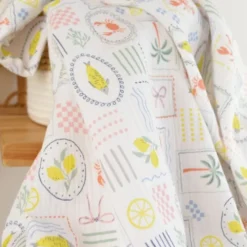 Tissu Double gaze coton Cagliari fond blanc - OEKO TEX