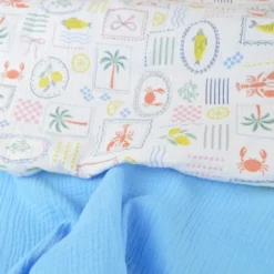Tissu Double gaze coton Cagliari fond blanc - OEKO TEX