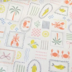 Tissu Double gaze coton Cagliari fond blanc - OEKO TEX