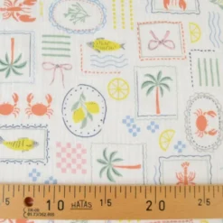 Tissu Double gaze coton Cagliari fond blanc - OEKO TEX