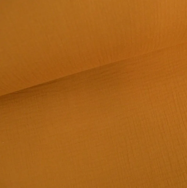Tissu Double gaze coton Caramel foncé - OEKO TEX