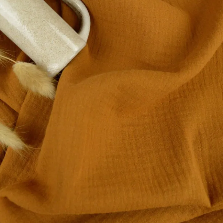 Tissu Double gaze coton Caramel foncé - OEKO TEX