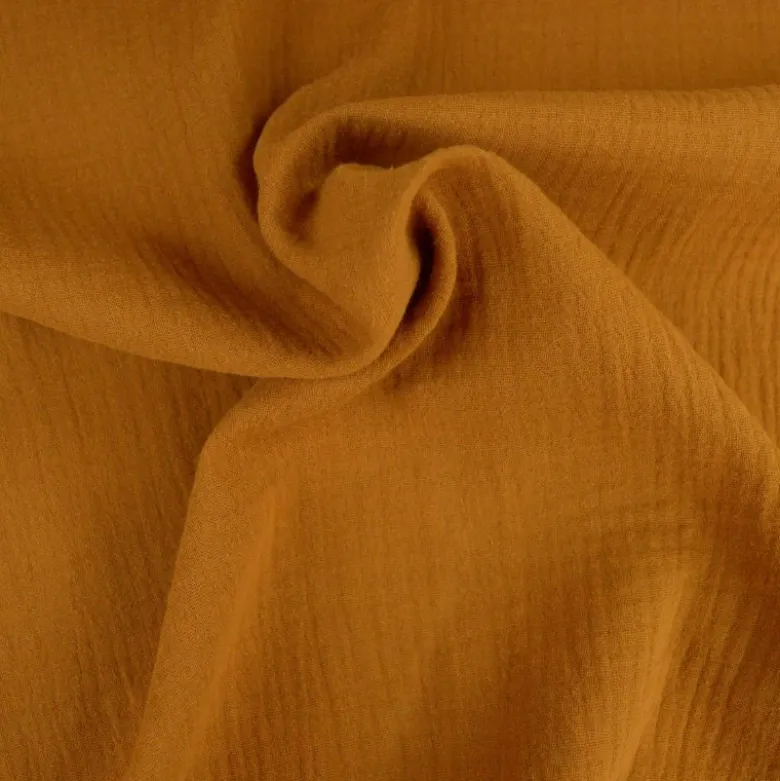 Tissu Double gaze coton Caramel foncé - OEKO TEX