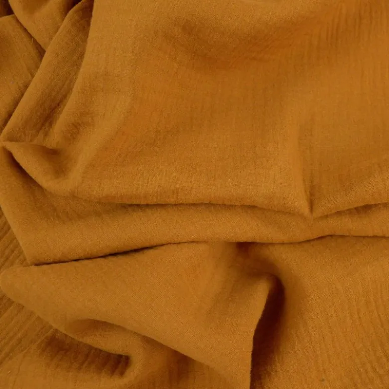 Tissu Double gaze coton Caramel foncé - OEKO TEX