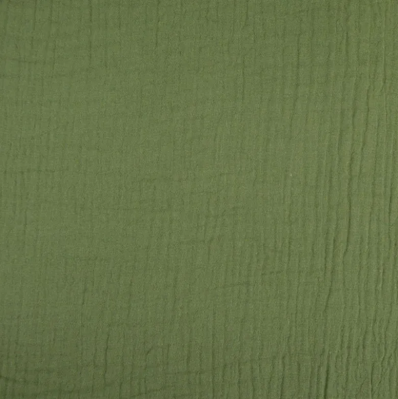 Tissu Double gaze coton Colois vert fougère - OEKO TEX