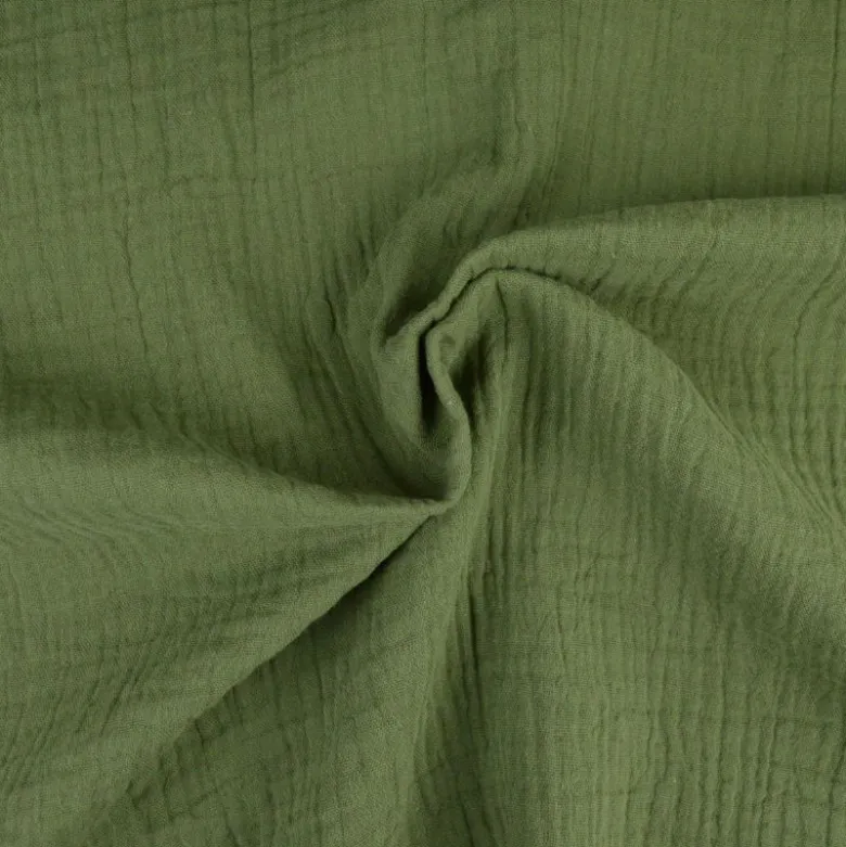 Tissu Double gaze coton Colois vert fougère - OEKO TEX