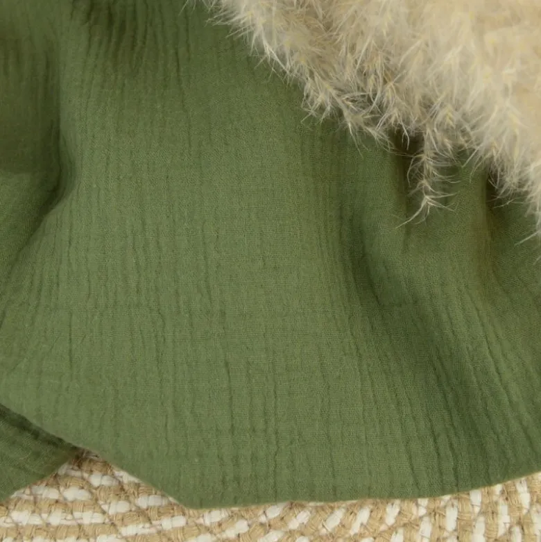 Tissu Double gaze coton Colois vert fougère - OEKO TEX