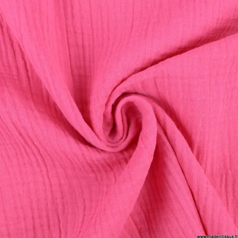 Tissu Double gaze coton Coloris rose cylamen - OEKO TEX