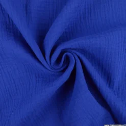 Tissu Double gaze coton Coloris bleu Cobalt- OEKO TEX