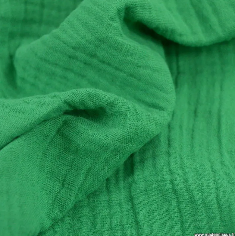 Tissu Double gaze coton Coloris vert - OEKO TEX