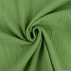 Tissu Double gaze coton Coloris vert ortie - OEKO TEX