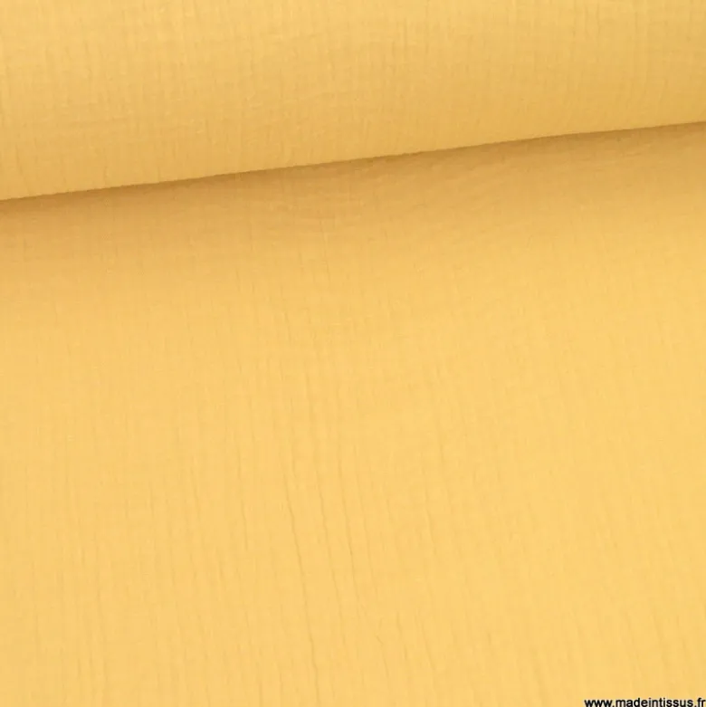 Tissu Double gaze coton Coloris Blé - OEKO TEX