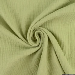 Tissu Double gaze coton Coloris vert Amande - OEKO TEX