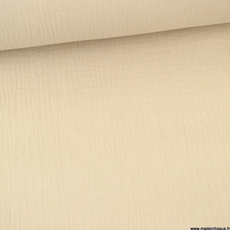 Tissu Double gaze coton Coloris Galet - OEKO TEX