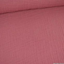 Tissu Double gaze coton Coloris Framboise - OEKO TEX