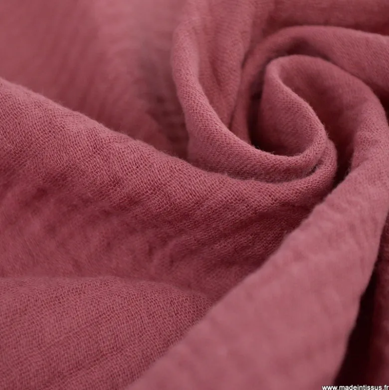 Tissu Double gaze coton Coloris Framboise - OEKO TEX
