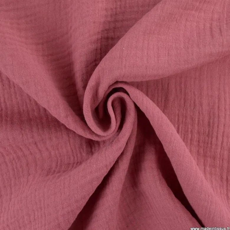 Tissu Double gaze coton Coloris Framboise - OEKO TEX
