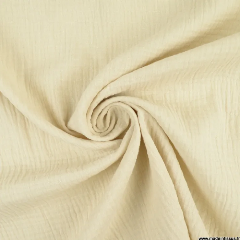 Tissu Double gaze coton Coloris Lin - OEKO TEX