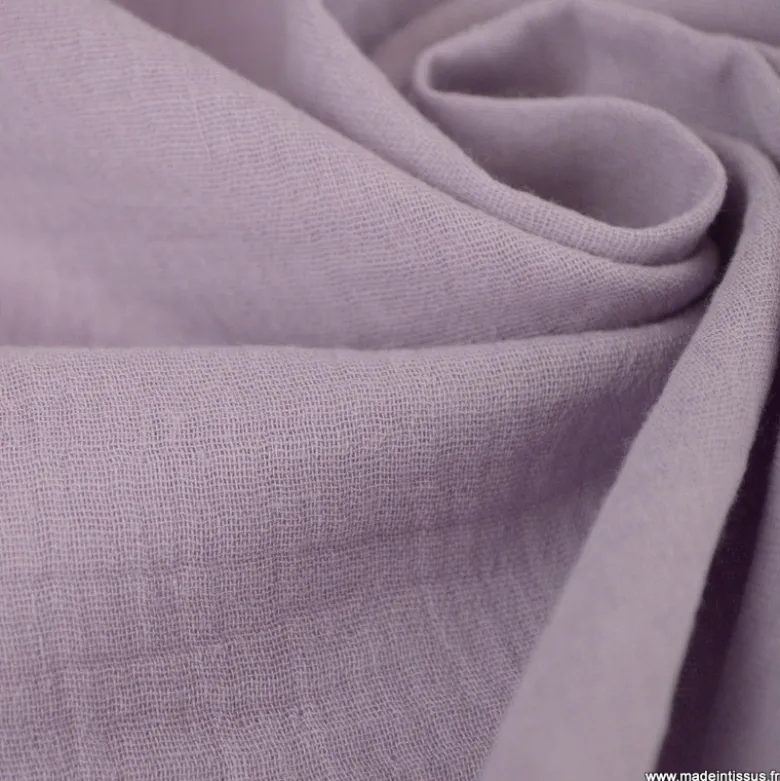 Tissu Double gaze coton Coloris Lilas clair - OEKO TEX