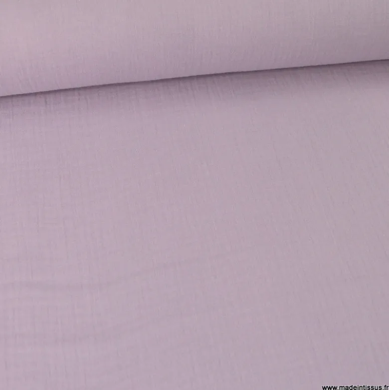 Tissu Double gaze coton Coloris Lilas clair - OEKO TEX