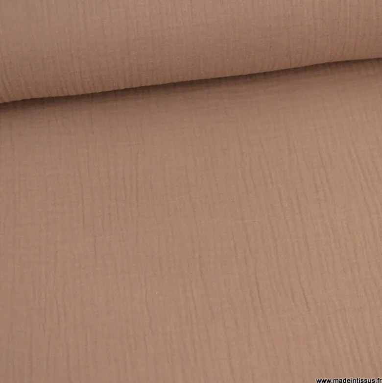 Tissu Double gaze coton Coloris Châtaigne - OEKO TEX